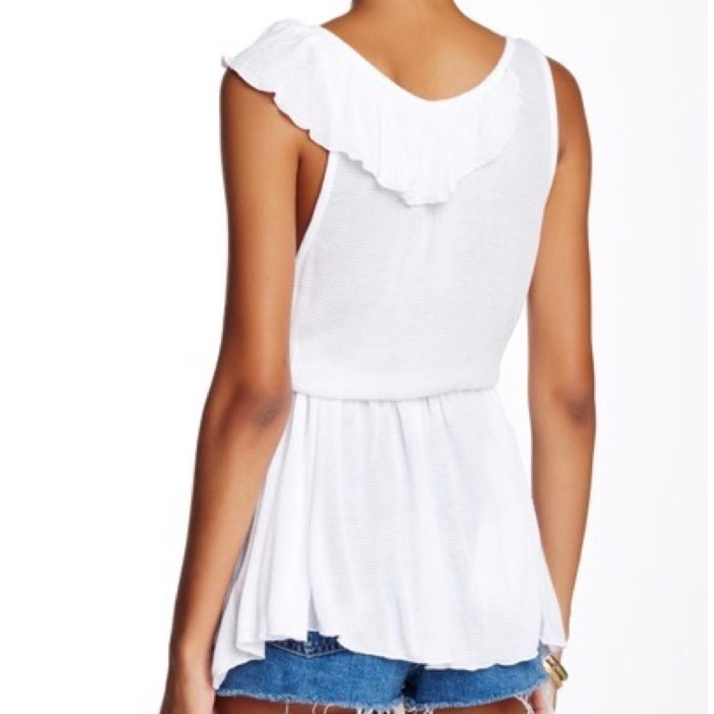Free People Float Away White Deep V Tank Top - Picture 2 of 8